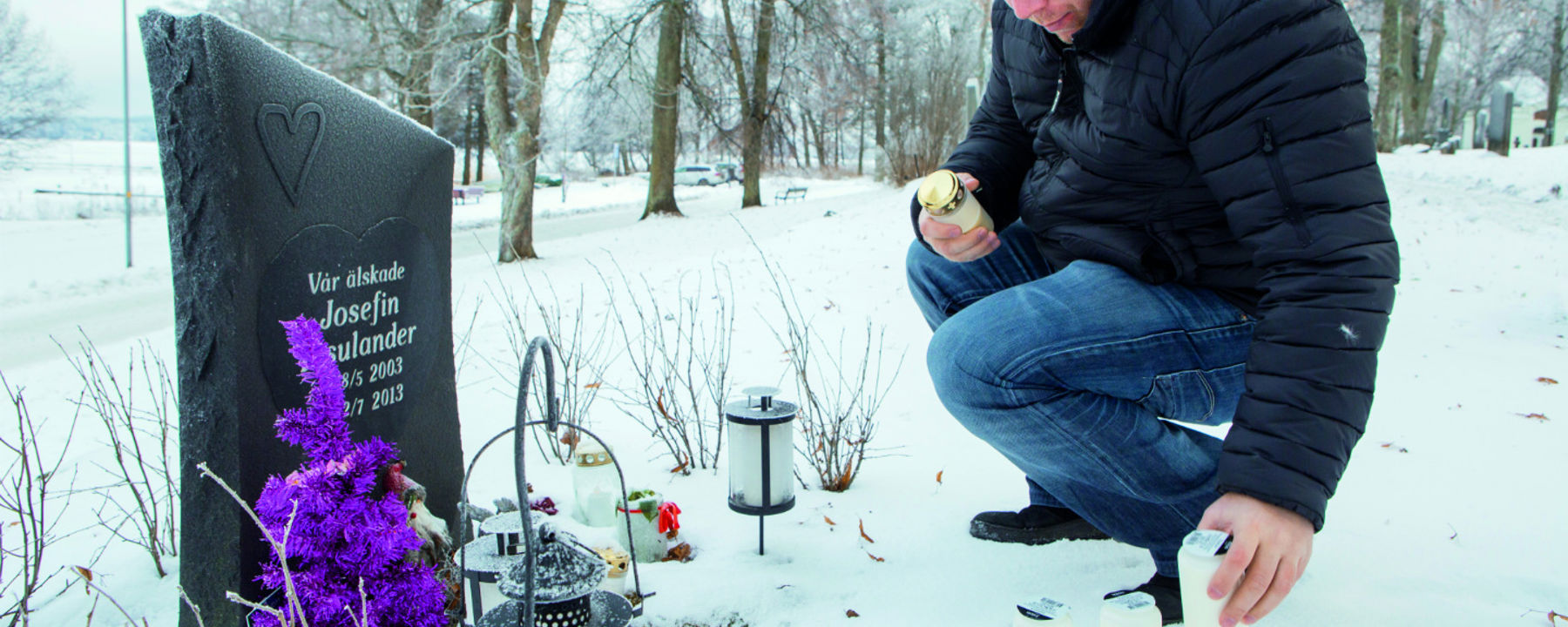 Pappa Calle vid dottern Josefins grav.